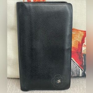 ⭐️COA⭐️CHANEL Long wallet⭐️Butterfly Camellia COCO Mark Calf-Skin⭐️Gorgeous⭐️